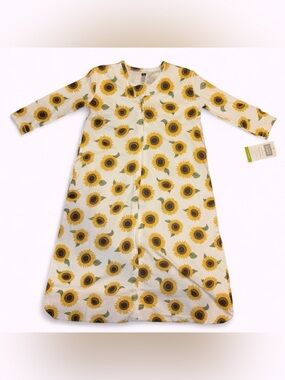 Hudson Baby Sunflower Print Sleep Sack in White, Yellow and Green